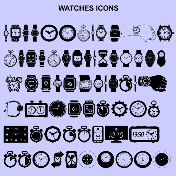 set of watches icons vector