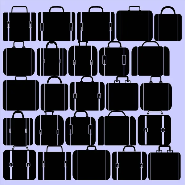 スーツケースのセット ブラックベクター — ストック写真