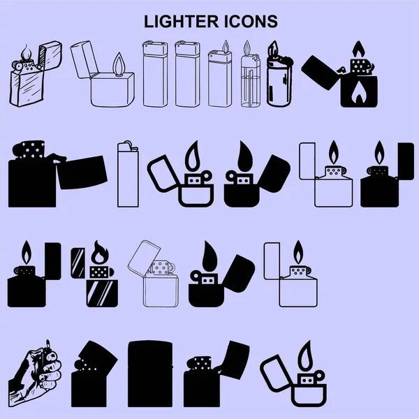 set of lighter icons black vector