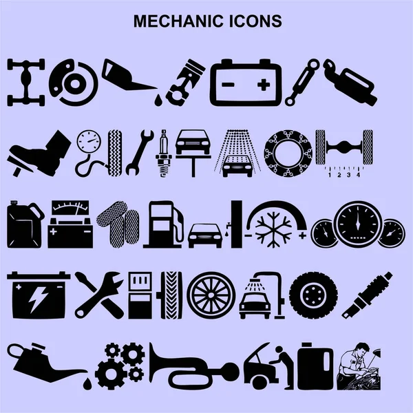 Set Mechanic Icons Black Vector — Stock Photo, Image