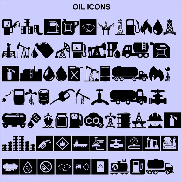 set of oil icons black vector