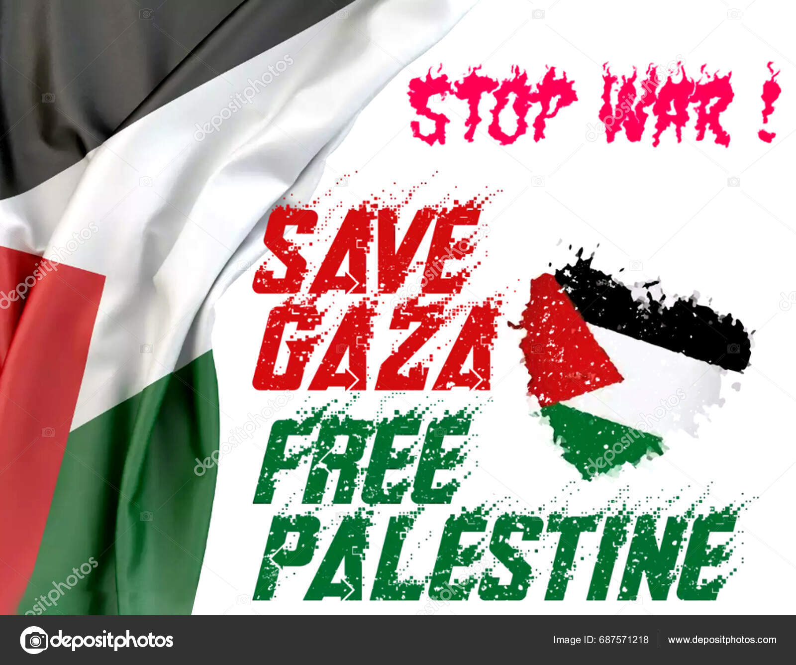 Poster Stop War Gaza Free Palestine Stock Photo by ©hombingjaya88.gmail