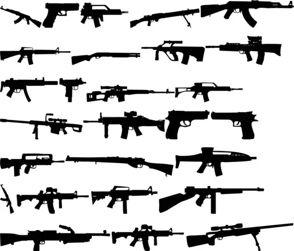 stock vector set of war guns silhouette