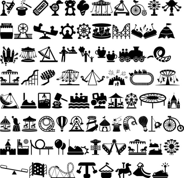 set of park icons vector