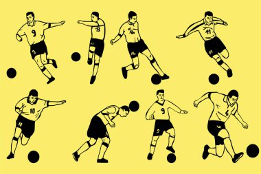Futbol aksiyon siluet dansı seti