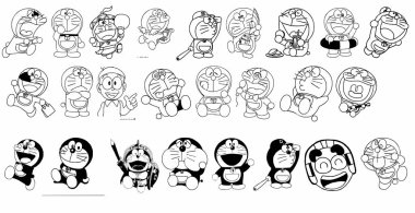 doraemon siyah vektörü çiz