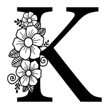 Lüks Alfabe K, Dekoratif Harf, Vektör Sanatı