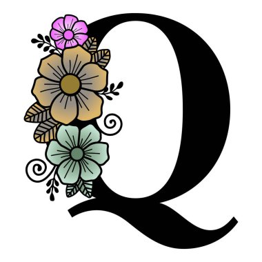 Lüks çiçekli alfabe vektör sanatı. Lüks Çiçek Alfabesi karmaşık çiçek desenleri, doğa ve sofistike karışımı zarif bir harf sergiliyor. Monogramlar, davetiyeler ya da üst düzey tasarımlar için zamansız cazibe arayışı için mükemmeldir..