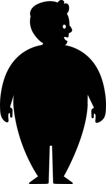 Dark Black Fat Body Man Shadow Stand Silhouette Bande Dessinée — Image vectorielle