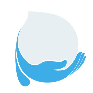 Bir damla su Mavi El Temizleme Sıvı Koruma Logosu izole edildi