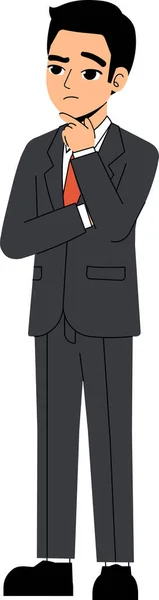 Seth Business Man Think Thinking Hand Pose Standing Character Design — Stockový vektor