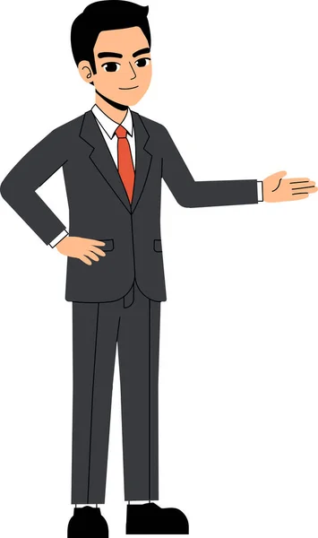 Seth Business Man Wearing Suit Tie Point Hand Look Pose — Stock Vector