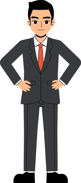 Seth Business Man Wearing Suit Tie Smile Akimbo Pose Standing — Stock Vector