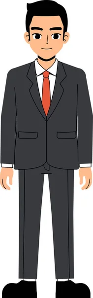 Seth Business Man Bär Kostym Och Slips Framsida Pose Stående — Stock vektor