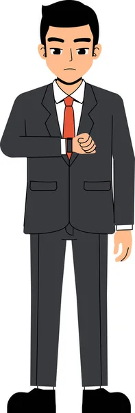Seth Business Man Φορώντας Κοστούμι Και Γραβάτα Ρολόι Χρόνο Βαρετό — Διανυσματικό Αρχείο