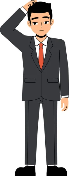 Seth Business Man Wearing Suit Tie Confusion Hand Head Pose - Stok Vektor