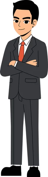 Seth Business Man Φορώντας Κοστούμι Και Γραβάτα Σταυρωμένα Χέρια Pose — Διανυσματικό Αρχείο