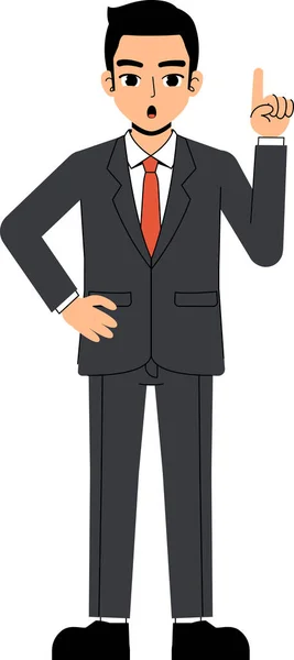Seth Business Man Talking One Point Hand Front Standing Character — Stock Vector