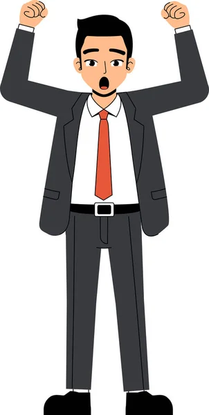 Seth Business Man Φορώντας Κοστούμι Και Γραβάτα Ναι Shock Χέρια — Διανυσματικό Αρχείο