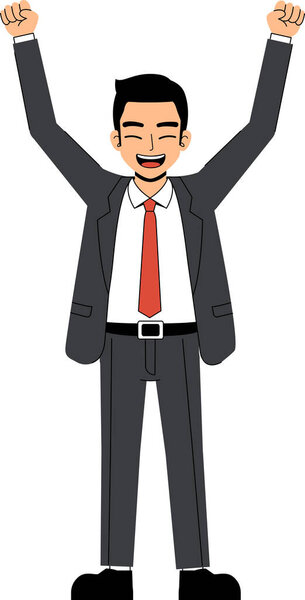 Seth Business Man Wearing Suit And Tie Hands Up Pose Standing Character Design Isolated