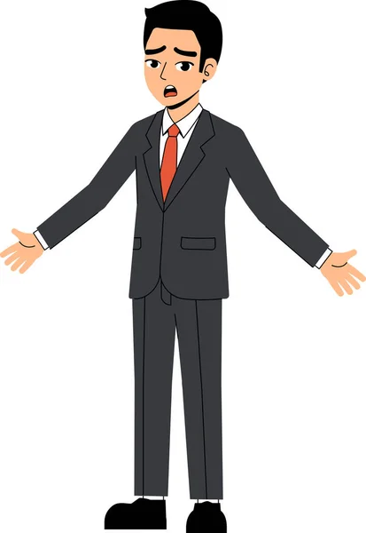 Seth Business Man Wearing Suit Tie Problem Stress Pose Standing - Stok Vektor