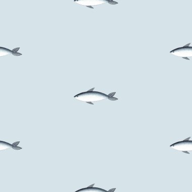 Gri Arkaplan 'da Deniz Balığı olan suluboya desenli. Deniz Duvar Kağıdı