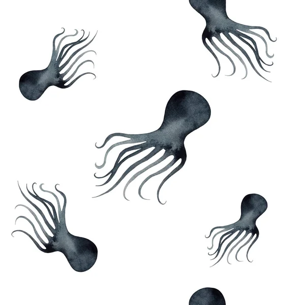 Padrão Sem Costura Aquarela Com Octopus Abstrato Fundo Branco Papéis — Fotografia de Stock