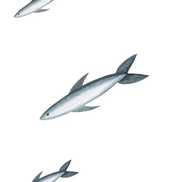 白を基調とした海魚とのシームレスなパターン — ストック写真