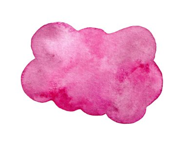 Beyaz Arkaplanda Pembe Suluboya Bulut. Kağıt desenli kırmızı boya lekesi. Tasarım Elemanı