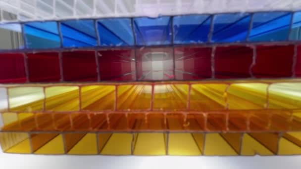 Geometrische Struktur Zellulärer Polycarbonat Platten Der Makroansicht Des Studios Herstellung — Stockvideo