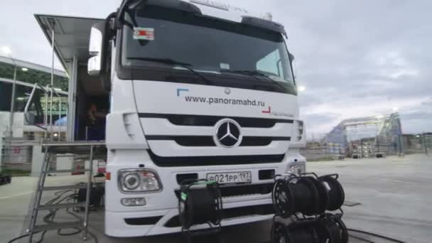 Almaty Kazakhstan September 2020 Television Studio Truck Equipment Receiving Transmitting — 图库视频影像