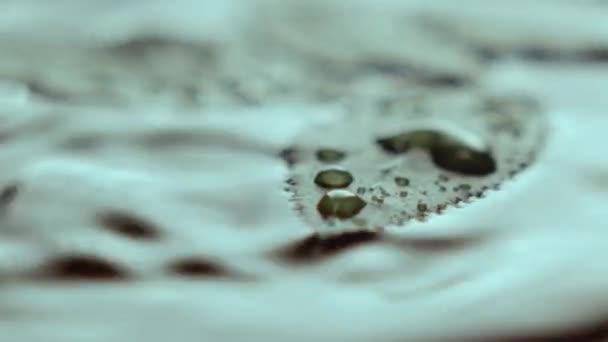 Ramo Pequenas Gotas Cai Folha Molhada Faz Anéis Água Folhagem — Vídeo de Stock