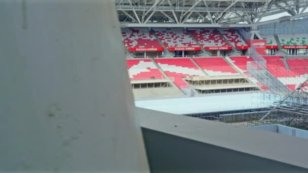 Kyiv Ucrania Septiembre 2021 Construcciones Metálicas Asientos Rojos Tribuna Arena — Vídeos de Stock