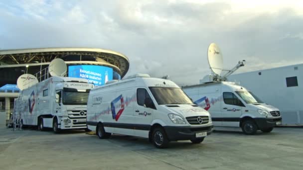 Almaty Kazakhstan September 2020 Trucks Vans Devices Shooting Transmitting Live — Stock Video