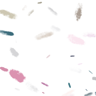 Renkli, soyut fırça darbeleri ve pastel aksanlar.