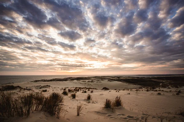 Stock image Parnidis sand dune in sunset. Curonian spit, Nida city, Lithuania.