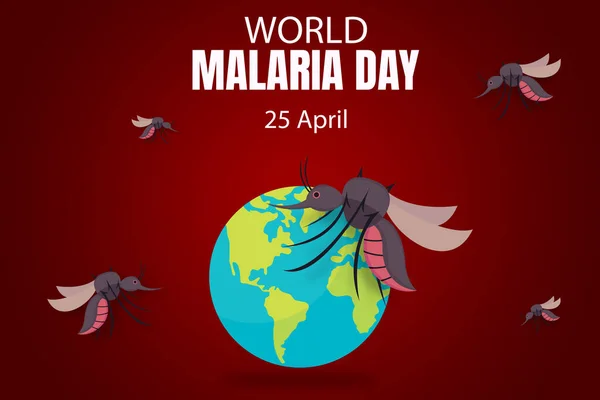 Всемирный День Борьбы Малярией Апреля Плакат Изображением Комаров Земле — стоковое фото