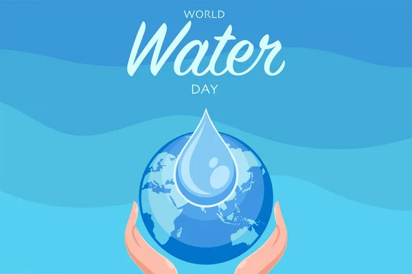 World water day Background illustrative image. Earth with water drop in hands.