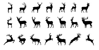  Geyik ya da ren geyiği silueti, hayvanlar - İyi tatiller