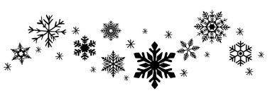 Tasarım ve dekorasyon için siyah kar tanesi siluetleri