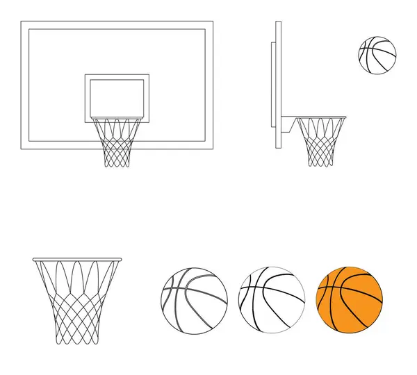 Basketbol, sepet ve çeşitli toplar.