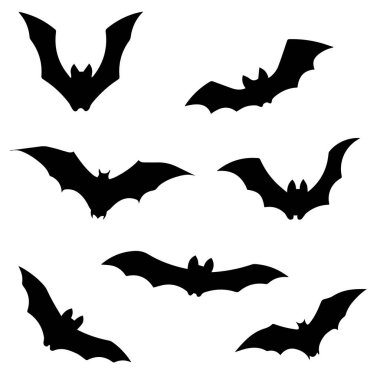 Cadılar Bayramı için yarasalar - Siyah siluet