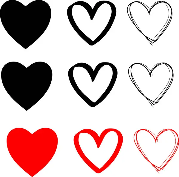 Siyah ve kırmızı kalpler.