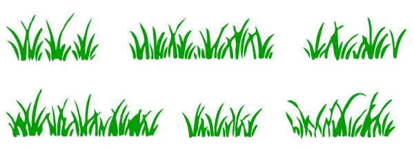 Çimenlerin ya da çalıların farklı şekilleri, yeşil organik şekiller.