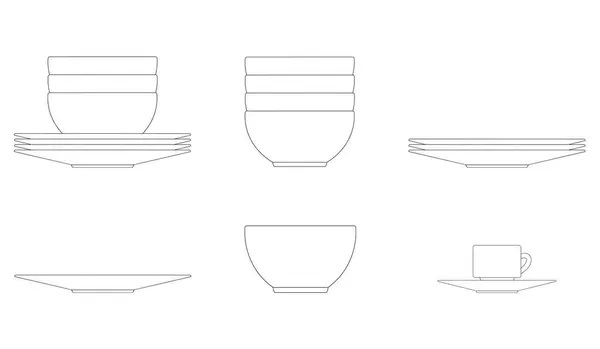 Tabaklar ve fincanlar için farklı tasarımları olan iki mutfak dolabı seti - Dolap mobilyaları