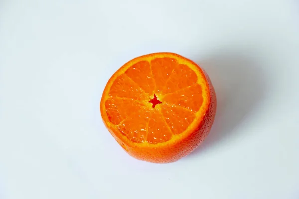 Coupe Orange Mandarine Isolée — Photo
