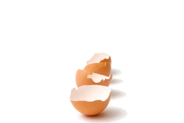 Vaječná Skořápka Izolované Bílém Pozadí Rozbité Vejce Vejce Detail — Stock fotografie
