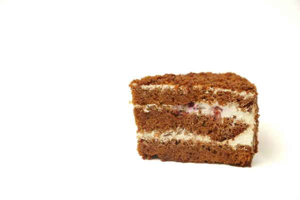蛋糕蜂蜜饼干 白色背景分离 — 图库照片