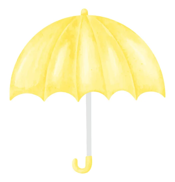 Watercolor Illustration Yellow Umbrella Isolated White Background — Stock Vector