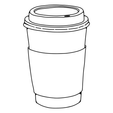 Bir fincan siyah kahve. El çizimi tarzında vektör çizimi.